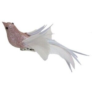December Diamonds 79-81506 Pick Glitter Bird 8" Clip Christmas Ornament Feather